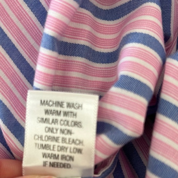Croft & Barrow Mens Pink Blue Striped Button Up Dress Shirt Sz L 16.5/17 Classic - Picture 13 of 13